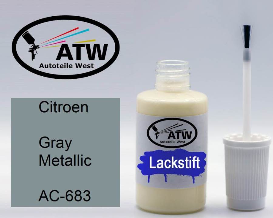 Citroen, Gray Metallic, AC-683: 20ml Lackstift, von ATW Autoteile West.